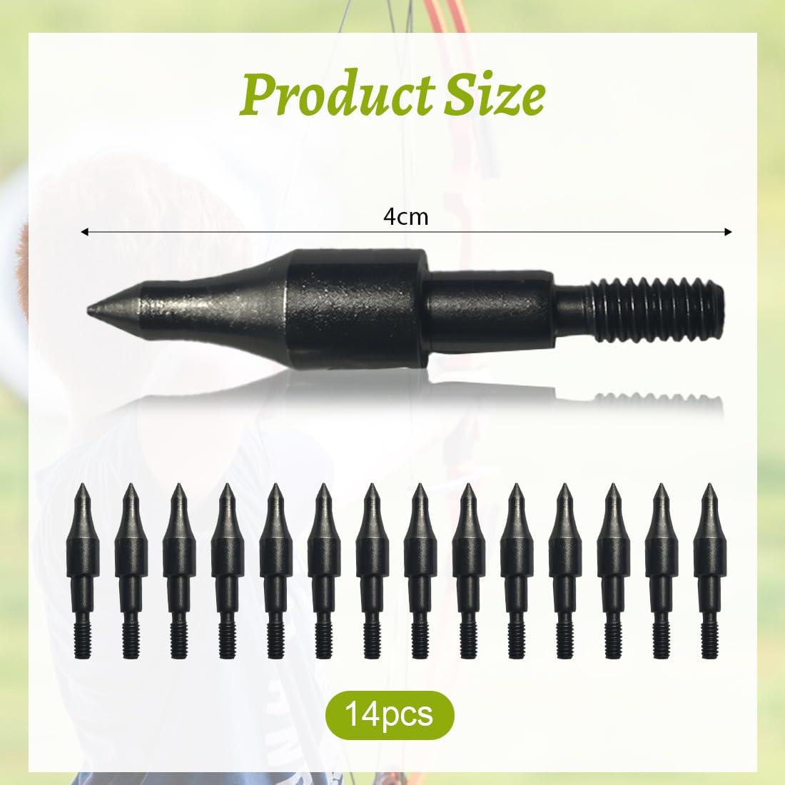 14 Pièces Pointes de Flèches pour Arc et Arbalète de Chasse en Acier Inoxydable 100 Grains Pointes de Tir de Précision Accessoire Flèches pour Arc de Chasse et Arbalète Adulte