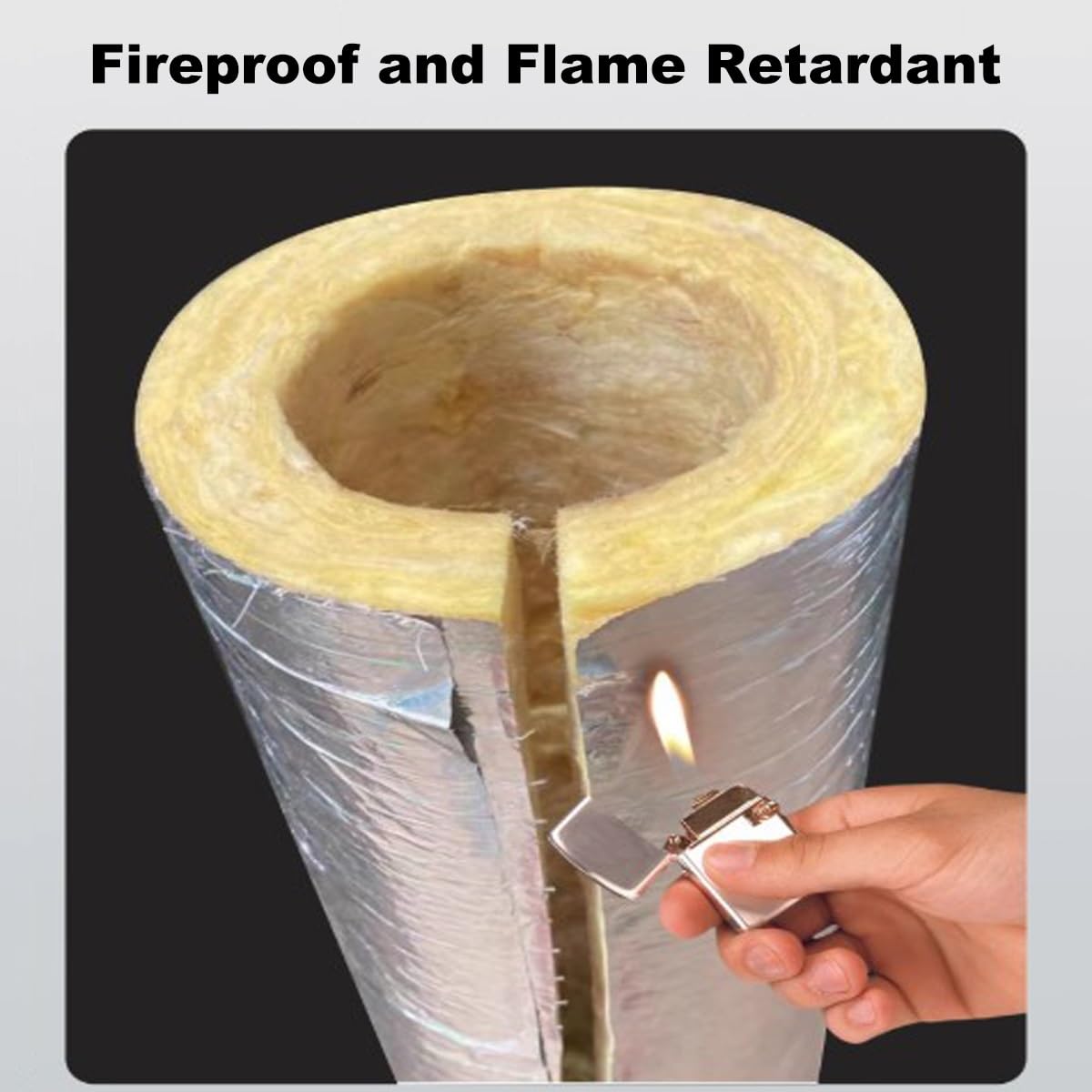 Elástico Aislamiento de Tuberías, Autoadhesivo Anticongelante Aluminum Foil Vidrio Lana de Roca Aislante Tubería para Tubo de Agua Fría Y Caliente Al Aire Libre(ID43.0mmxT50mm)