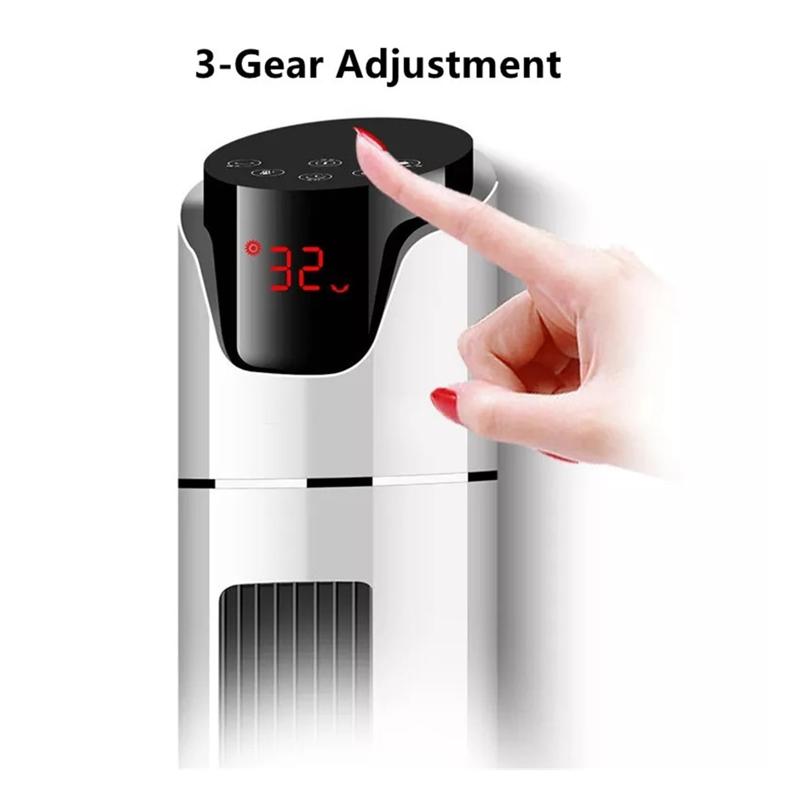Wieża Grzejnik 3 Biegi Termowentylator PTC Do Oglądania Filmów W Domu Kąpiel Dla Dzieci 6m Pilot VerticalHeater Szybkie Ogrzewanie(White Mechanical)