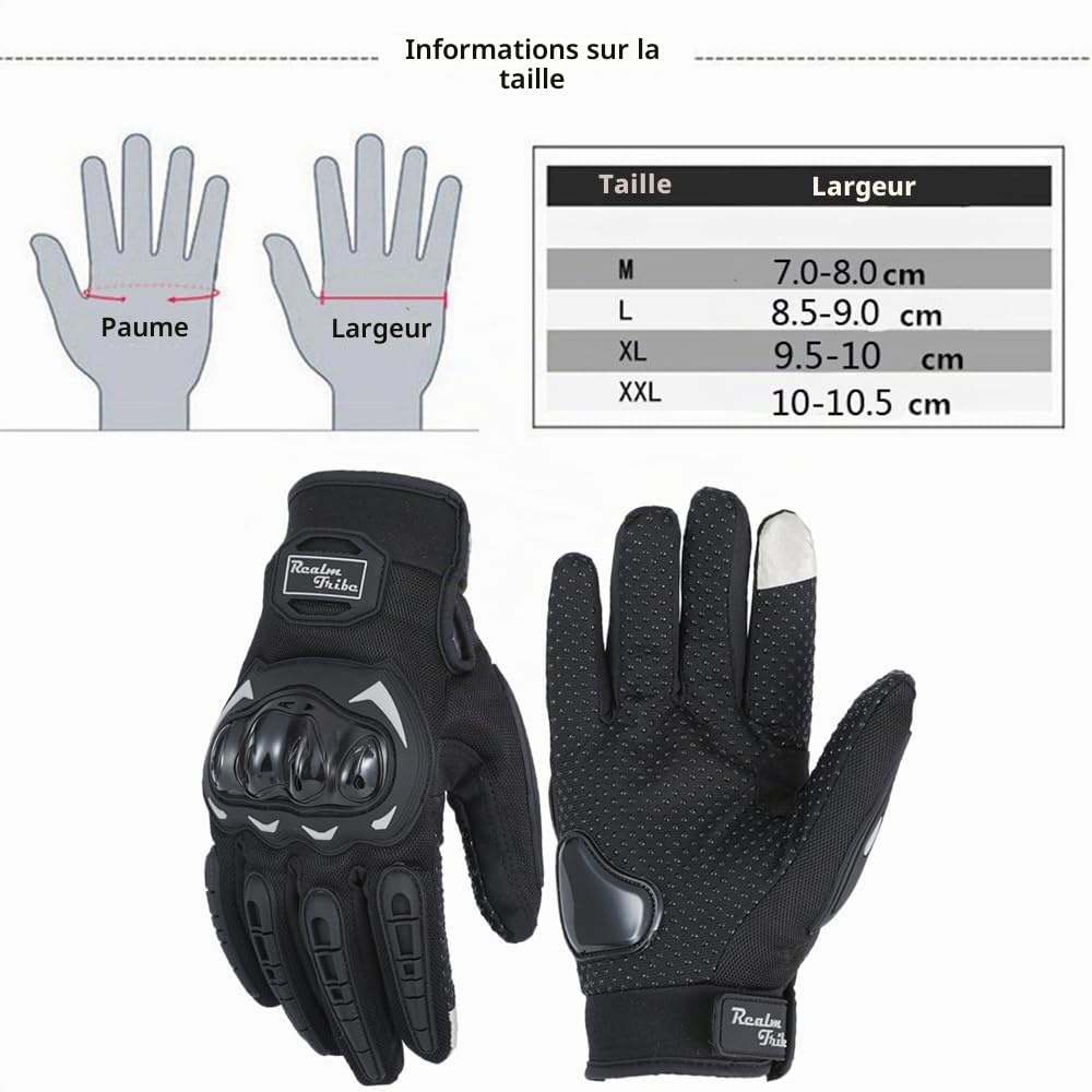 6 PièCes Tenue Moto Cross Homme, Gants Moto, Genouillères pour Moto, Accessoires Moto, Protection Moto, Equipement Moto (Gants M)