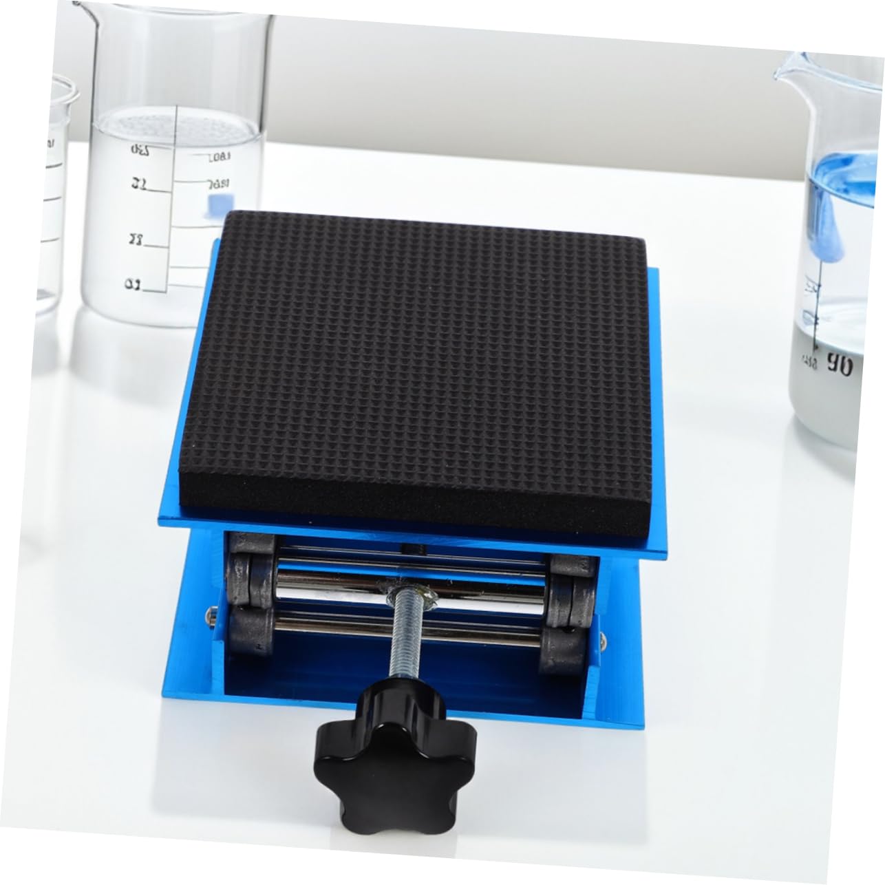 Supporto regolabile in alluminio per cric da laboratorio, 15 x 15 cm, resistente agli urti, antiscivolo, per lavorazione del legno, altezza 7,5-27,5 cm, capacità di carico 10 kg