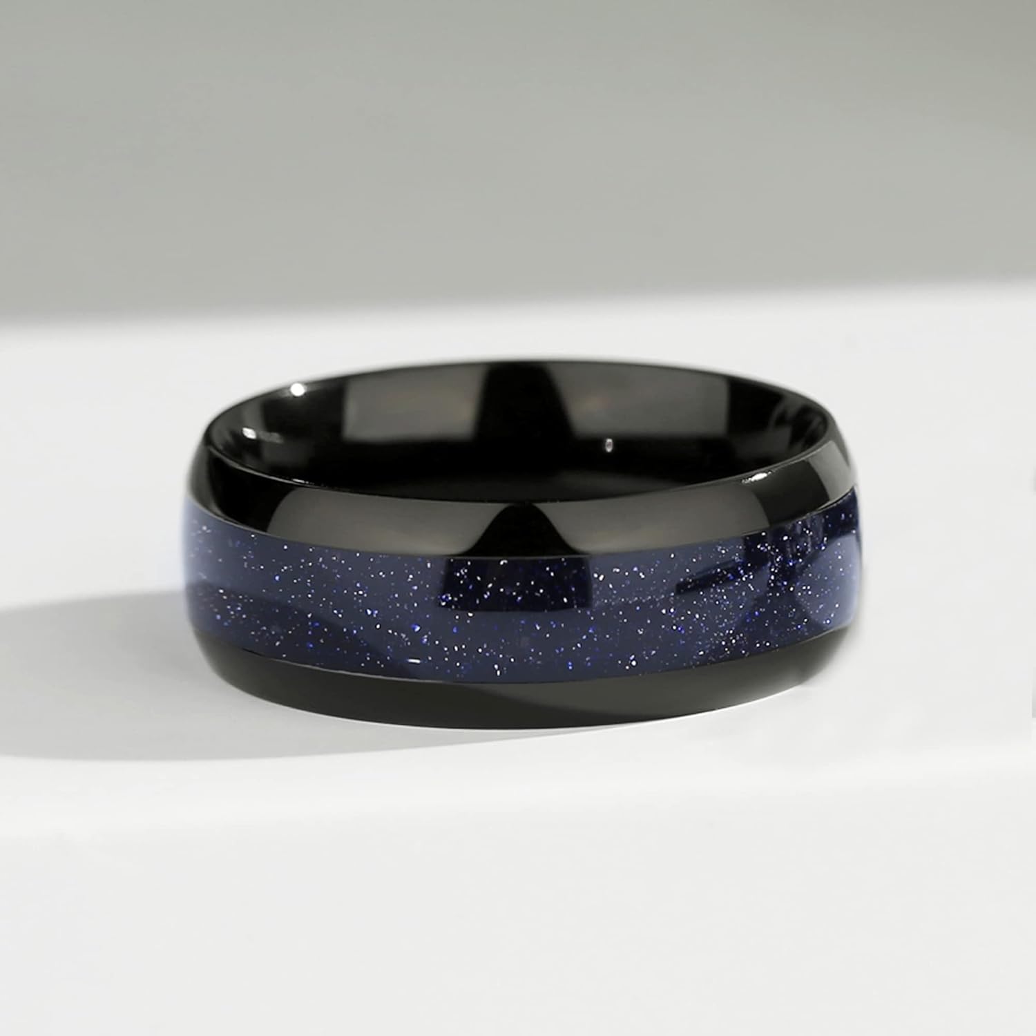 Promise Rings for Her - Black Rings for Women Engagement Rings with Kite Cut Shaped Blue Sandstone Plated with Rhodium Matching Rings for Couples Wedding Bands for Hers engagement ring 1pc