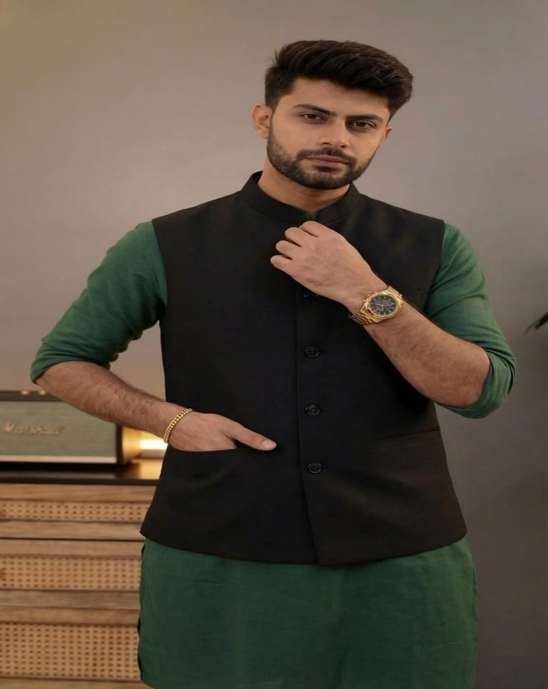 MAYKR Nehru Jacket, Modi Koti for Men, Cotton Waistcoat for All Occasion: Diwali, Wedding, Ethnic, Office Party, Formal and casual Look 1