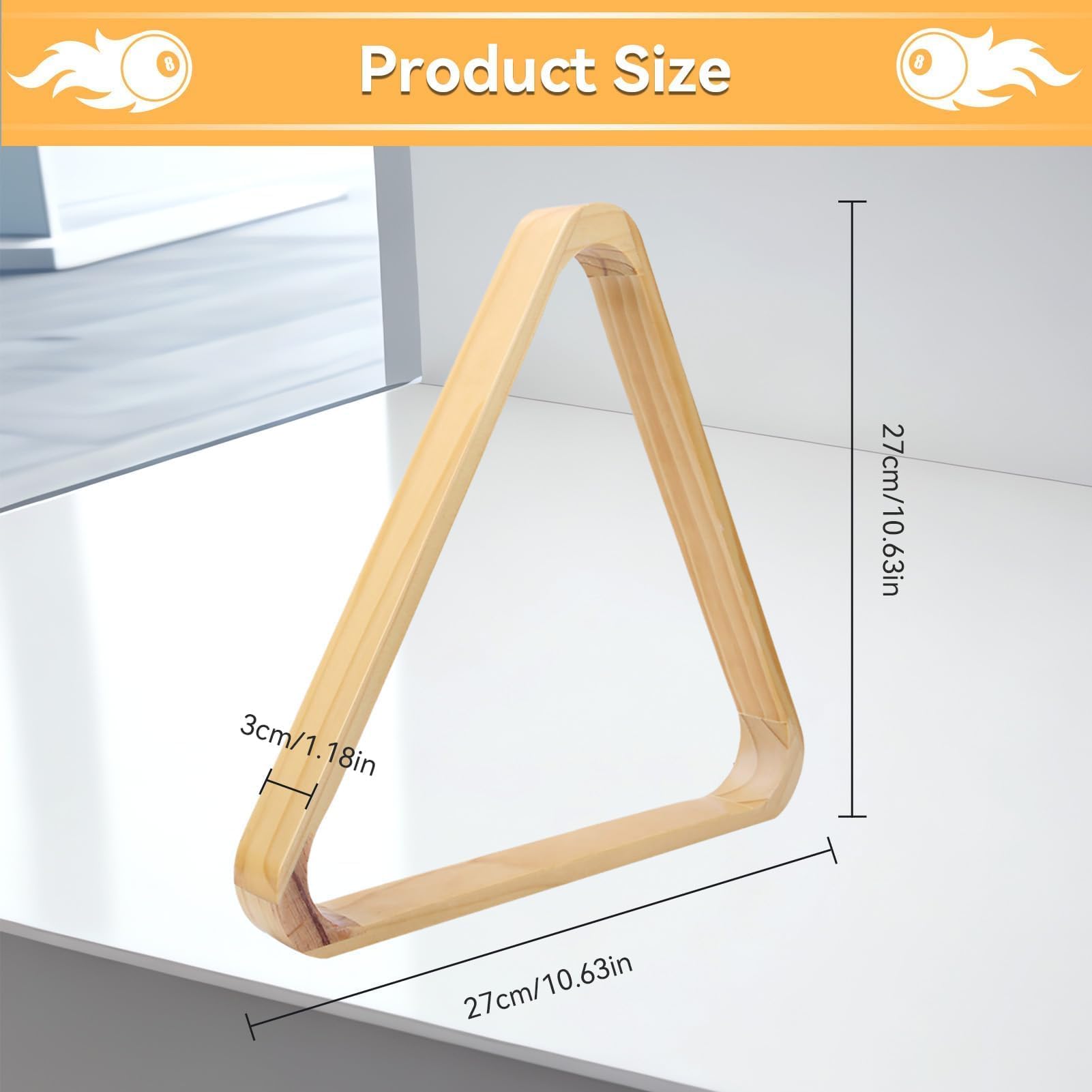 Marco De Billar Profesional De Madera Triangular Espesar Mesa De Billar Triángulo Bolas Rack Accesorios