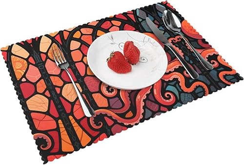 Miniatura 9 de Rectangular Placemats Set of 4, Heat Resistant Ice Cubes Printed Kitchen Dining Table Mats Ice Cubes,Black Eagle,Tractor verde,Little