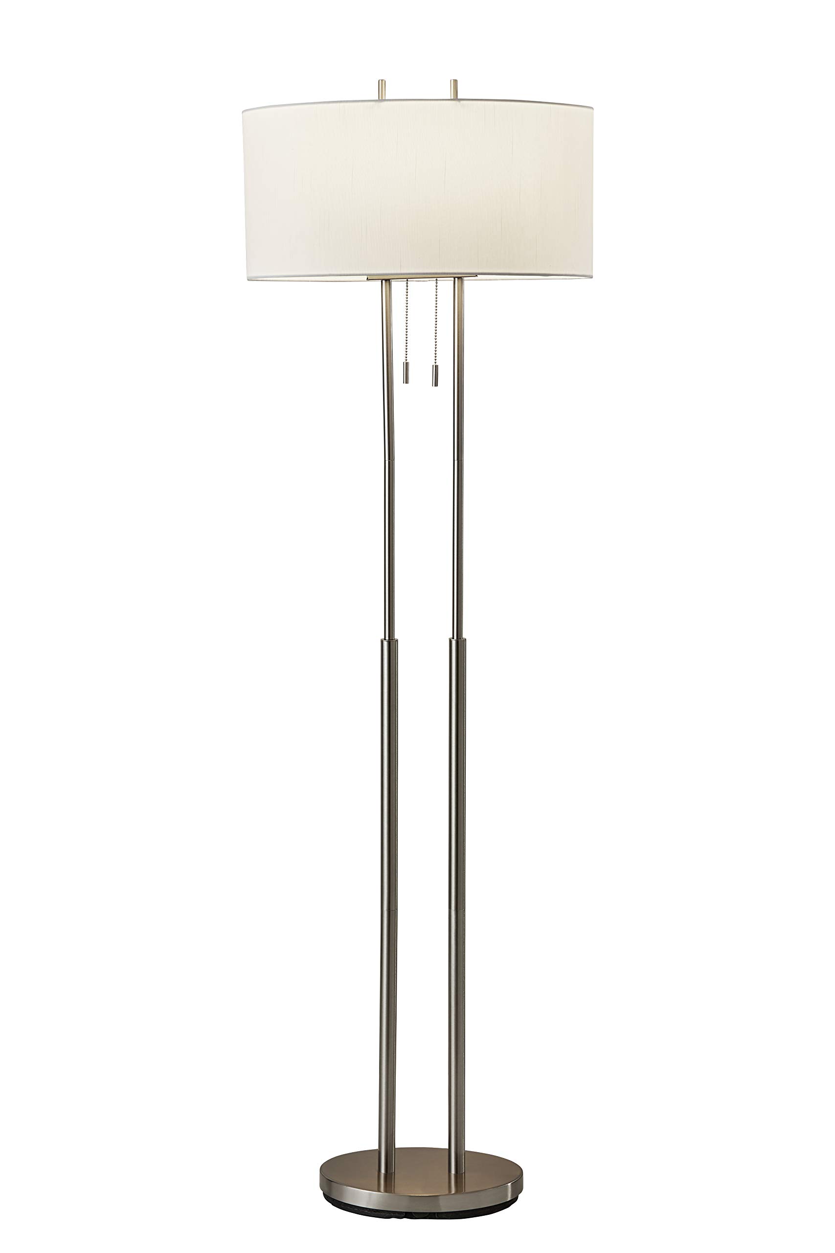 Photo 1 of Adesso 4016-22 Duet 62" Floor Lamp, Satin Steel, Smart Outlet Compatible Satin Steel Floor
