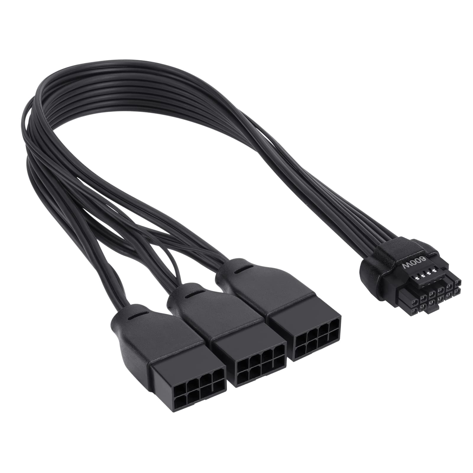 PCI-e 5.0 Extension Cable, 16 Pin(12+4) Male to PCIE 3x8Pin(6+2) Female Extension Cable , 12VHPWR 16AWG Cable Compatible for GPU RTX 3090Ti 4070Ti 4080 4090 Graphics Card Power Supply(30cm) (White)