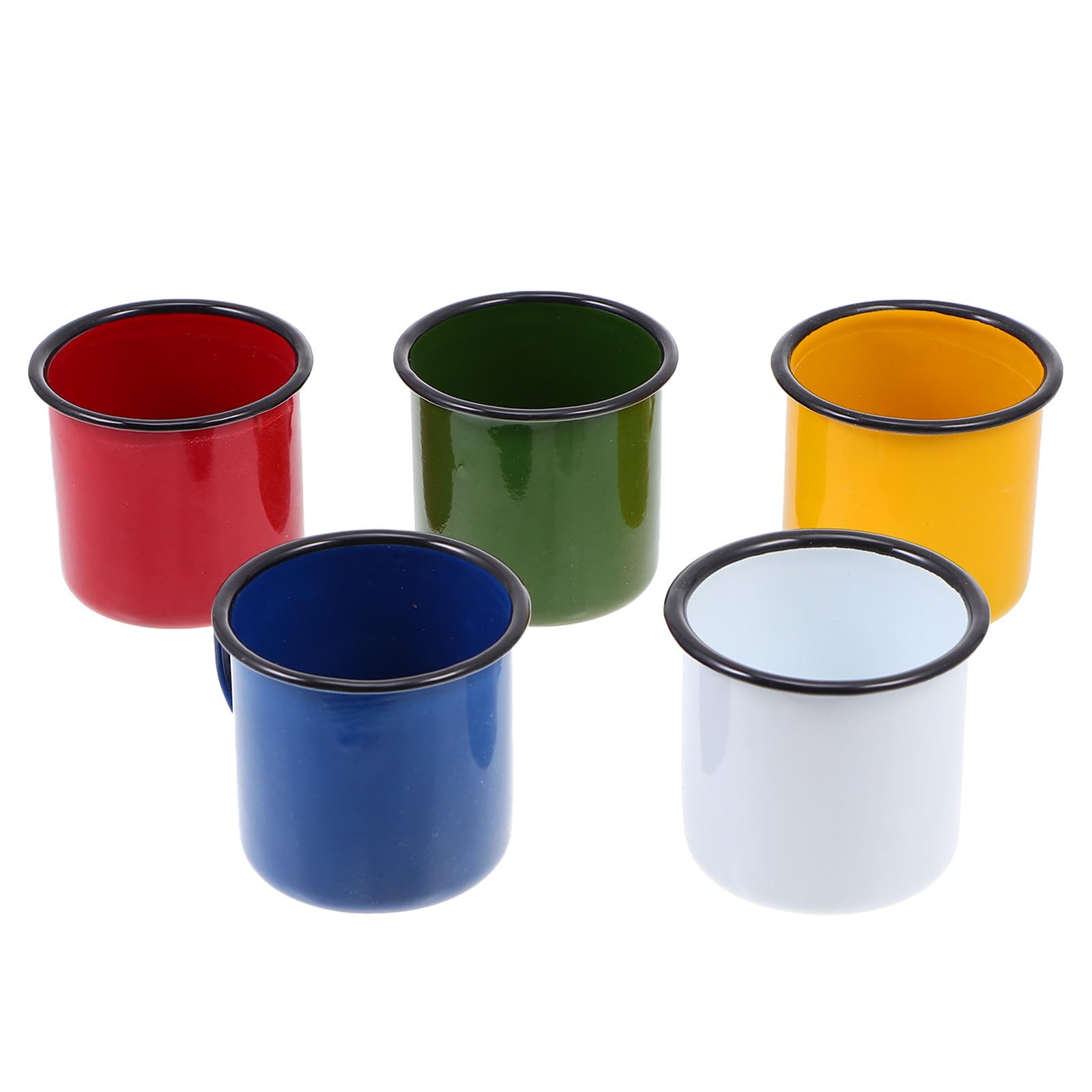 Tazas vintage de esmalte con aislamiento térmico y diseño delicado en juego de 5
