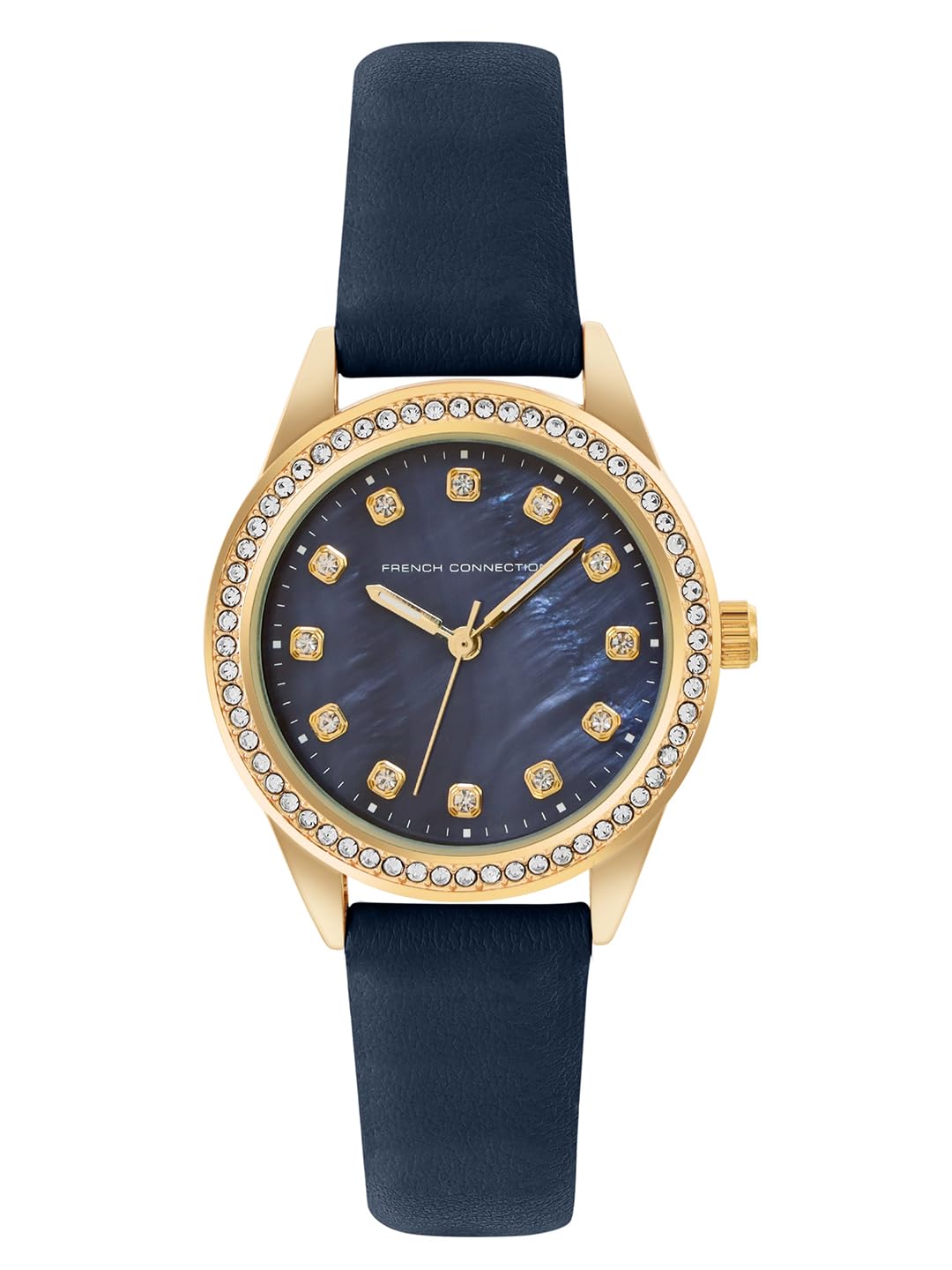 French Connection 3 Hands Blue Round Dial Leather Strap Casual Premium MOP Dial with Bracelet Wrist Giftset Watch for Women - FCW15UL-image-5