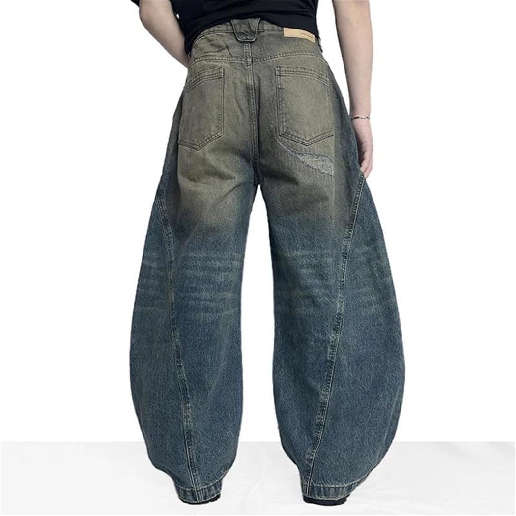 Men's Denim Pants American Style Holes Design Washed Mud-Dying Contrast Worn-Out Wide Leg Bootcut Jeans - Image 3