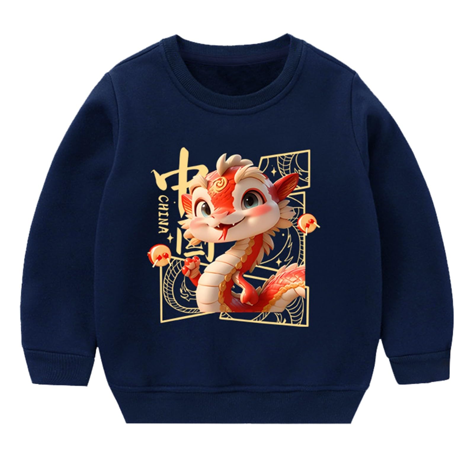 Boys Girls Winter Pullover Hoodie Celebrate Chinese New Year of The Snake Outfit 2025 Kids Round Neck Sweatshirt