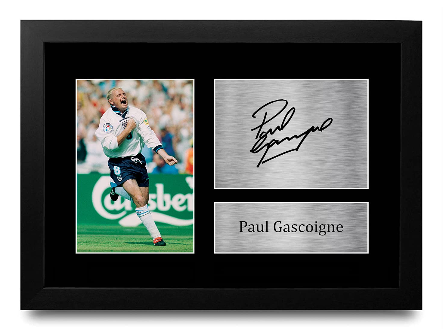 HWC Trading A4 FR Paul Gascoigne England Gazza Gifts Printed Signed Autograph Picture for Fans and Supporters - A4 Framed