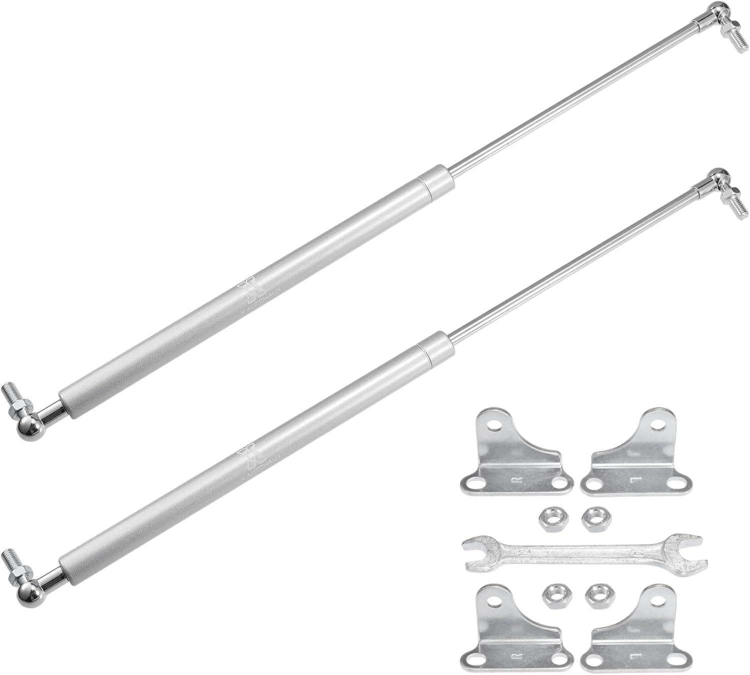 X AUTOHAUX 2 Pcs 20inch 35lb/156N Silver Tone Lift Supports Struts Shocks Gas Spring with Wrench Universal for RV Car Truck Boat