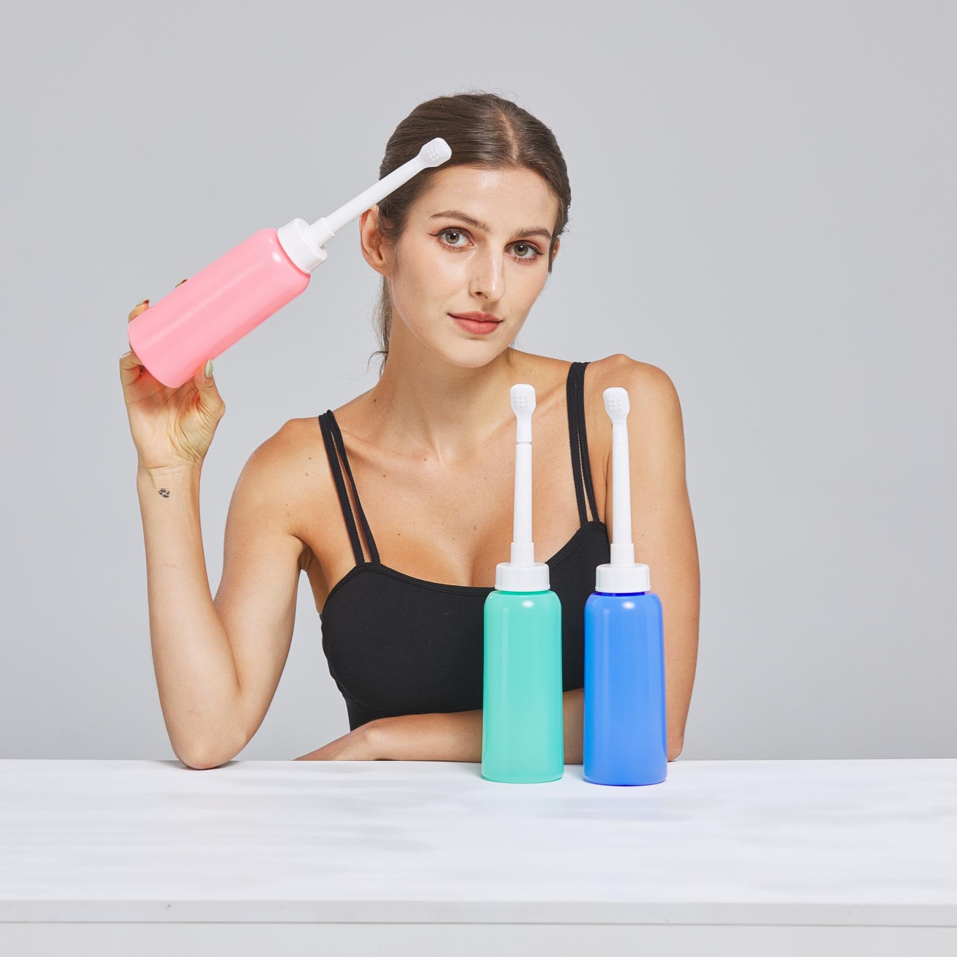 2PCS-Pack Portable Bidet 500ml for Travel Bidet Bottle with 2 Nozzle Scalable Pipe Storage Bag Peri Bottle for — view 2