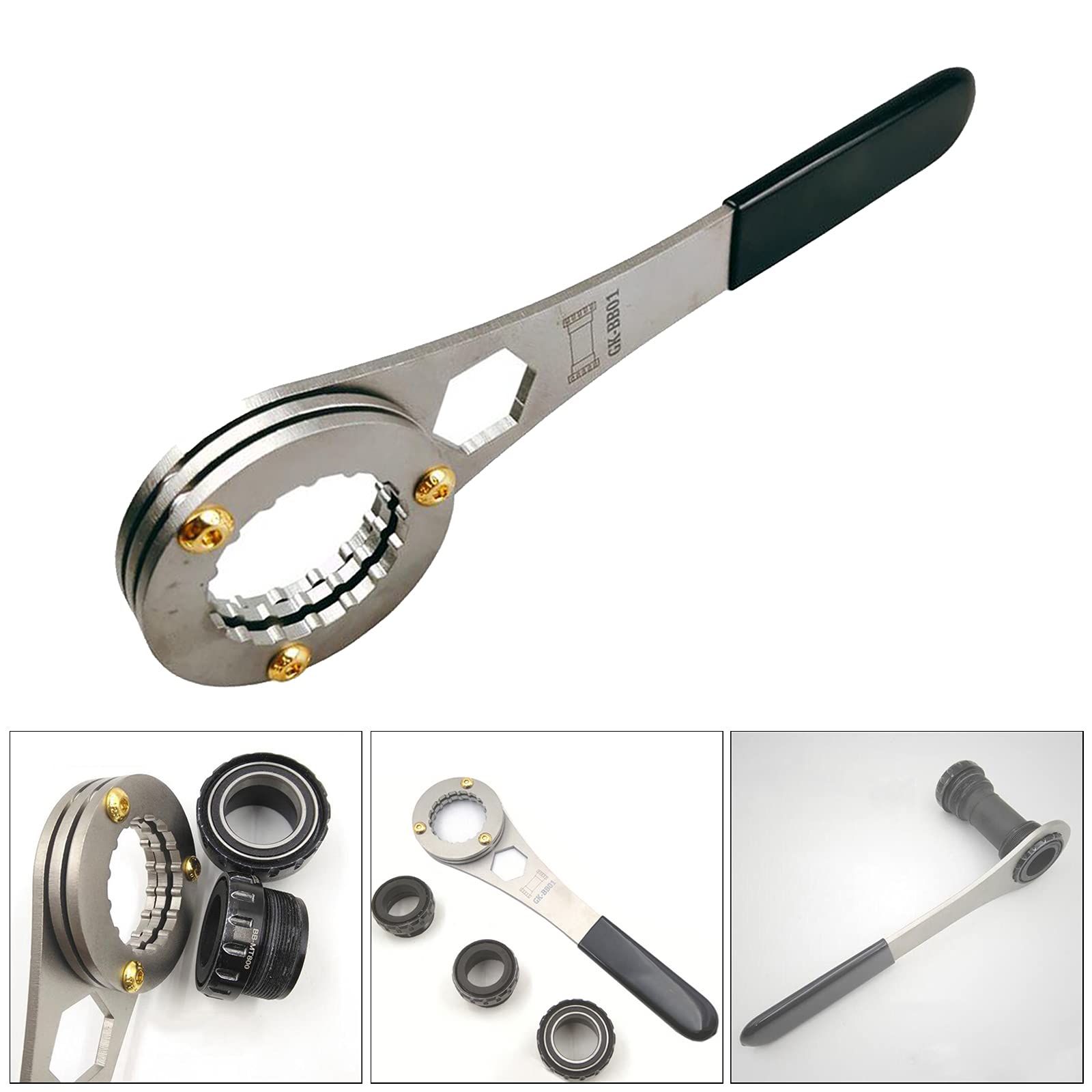 Llave de pedalier de bicicleta de 16 muescas, instalador para BB51 RS500 MT800 BBR60 GXP BB, material de acero, agarre cómodo de mango, llave de triple capa, llave hexagonal Allen de 24 mm