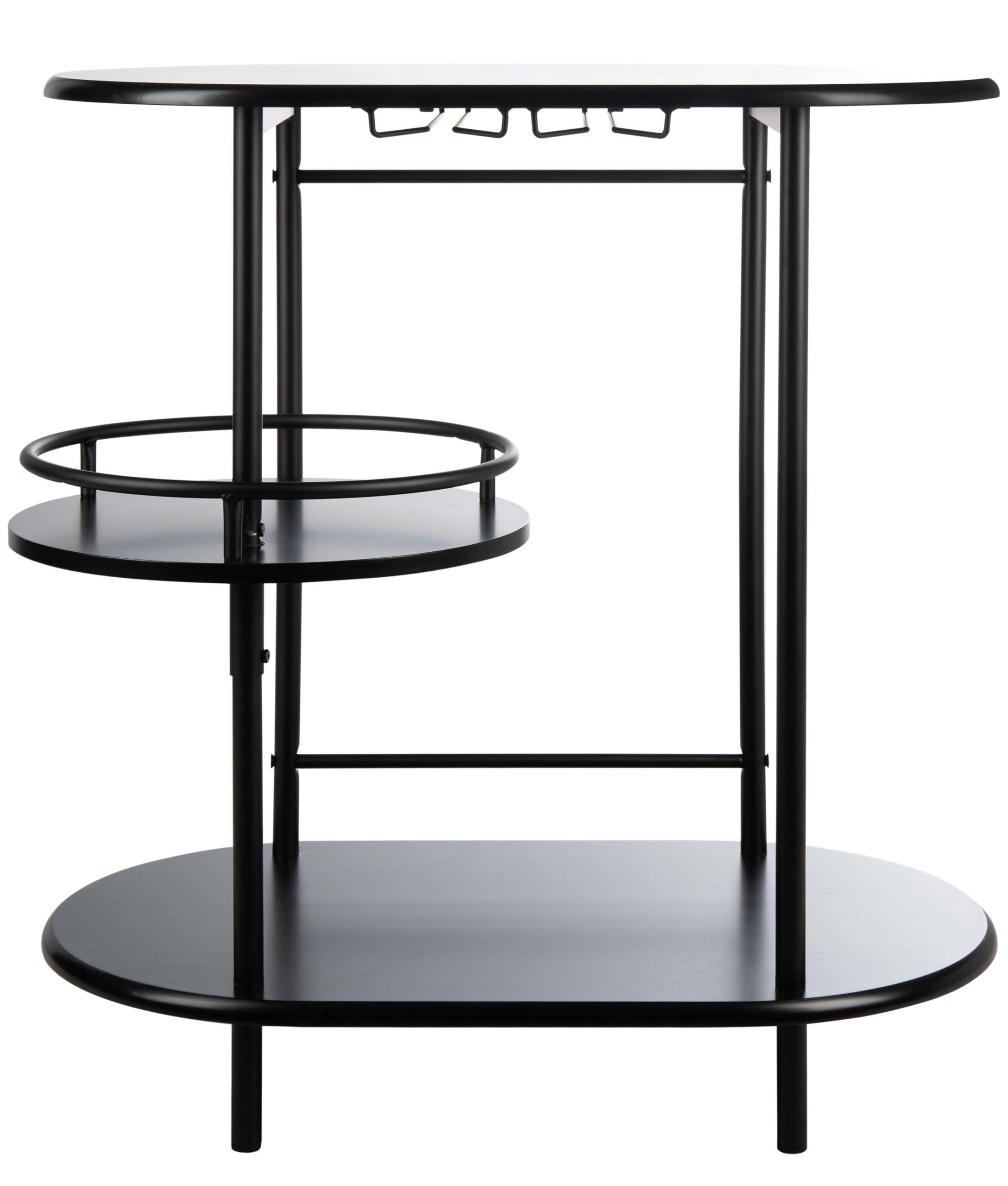 SAFAVIEH Home Collection Iva Matte Black 3-Tier Swivel Stemware Rack Bar Table