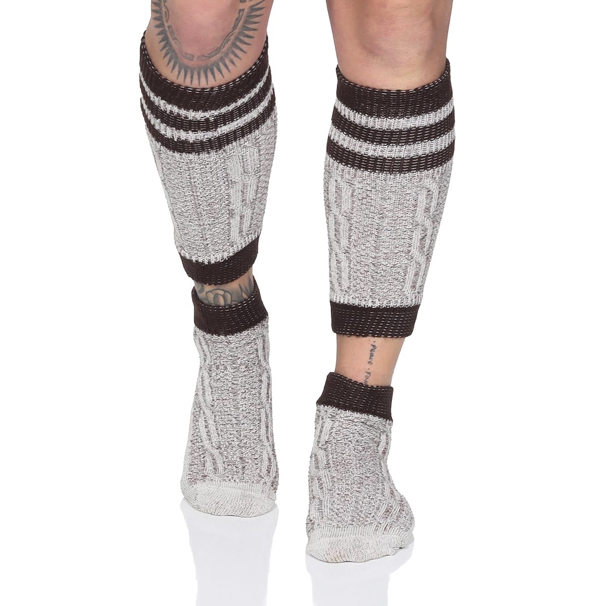 Harrys-Collection Damen Herren Trachten-Loferl Set 2-teilig - Socken & Wadenwärmer mit Zopfmuster - Traditionelle Wadlbeißer für Lederhosen