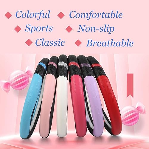 Miniatura 5 de Funda universal de cuero para volante de automóvil de 15 pulgadas para hombres y mujeres (gris)