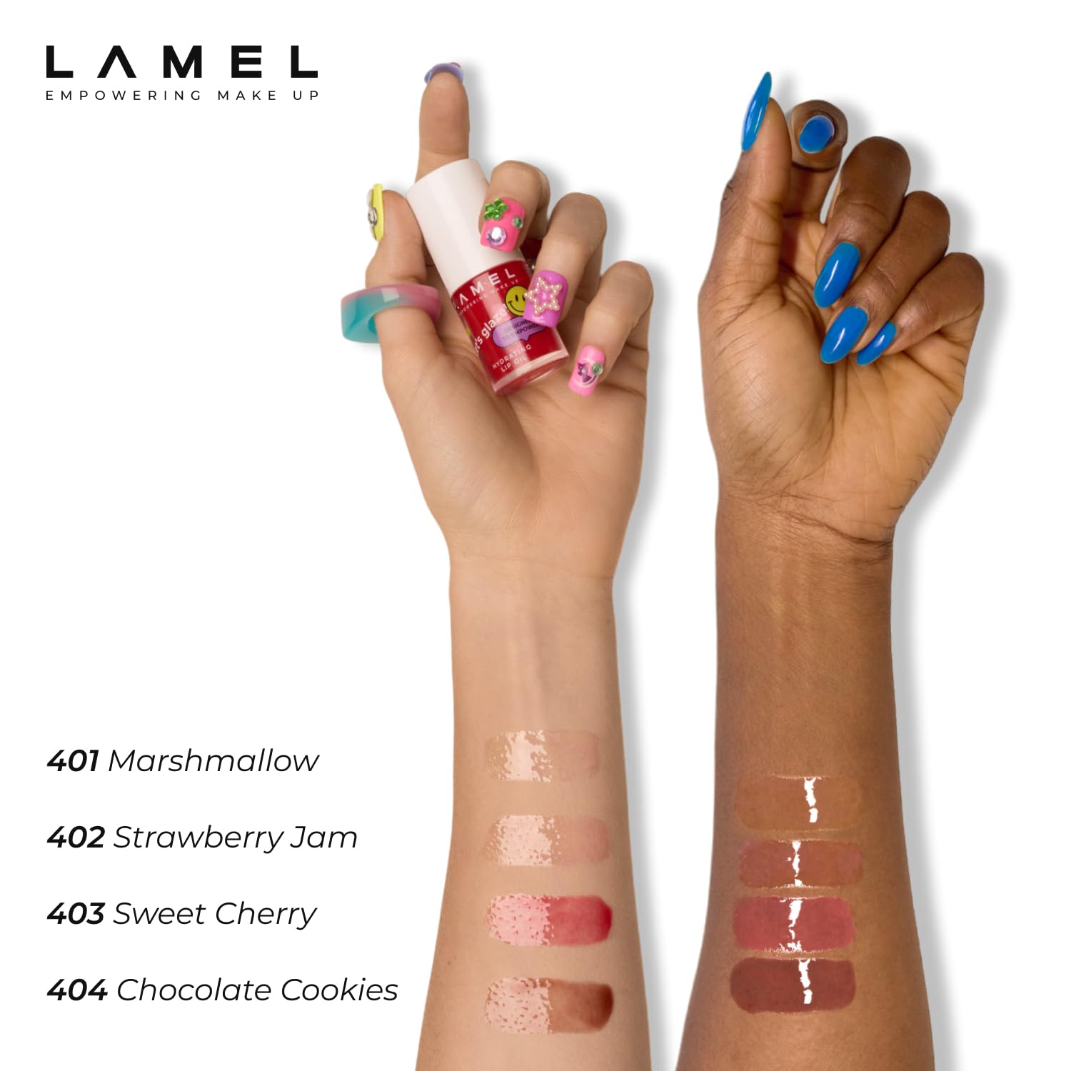 Lamel Let`s Glaze Hydrating Lip Oil - Chocolate cookies | High shine, Lightweight | Non sticky Juicy Tint | Lip Oil for Pigmented Lips | 4ml 4