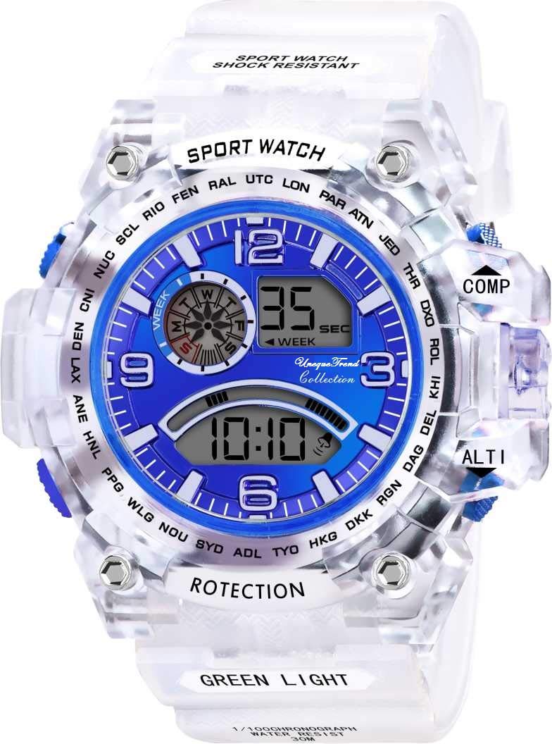 UNEQUETREND Semi-Transparent Digital LED Display Resin Band Sports Watch (Blue) (B09118CV3J) Amazon Price History, Amazon Price Tracker