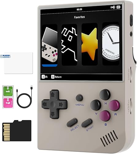 RG35XX 2024 Consola de juegos portátil retro Sistema Linux HD y salida de TV Pantalla IPS de 3.5 pulgadas Tarjeta 64G TF 5500+ Juegos Clásicos