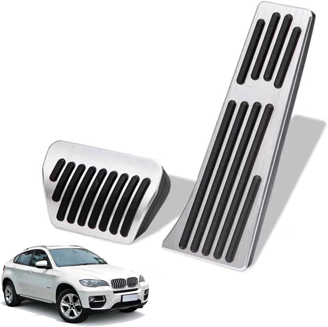 Car Pedal Covers for BMW X6 2009 2010 2011 2012 2013 2014, Auto Aluminum Gas Pedal Covers Accessories Replacement, Non-Slip Accelerator Brake Foot Rest Pedals(Set of 2)