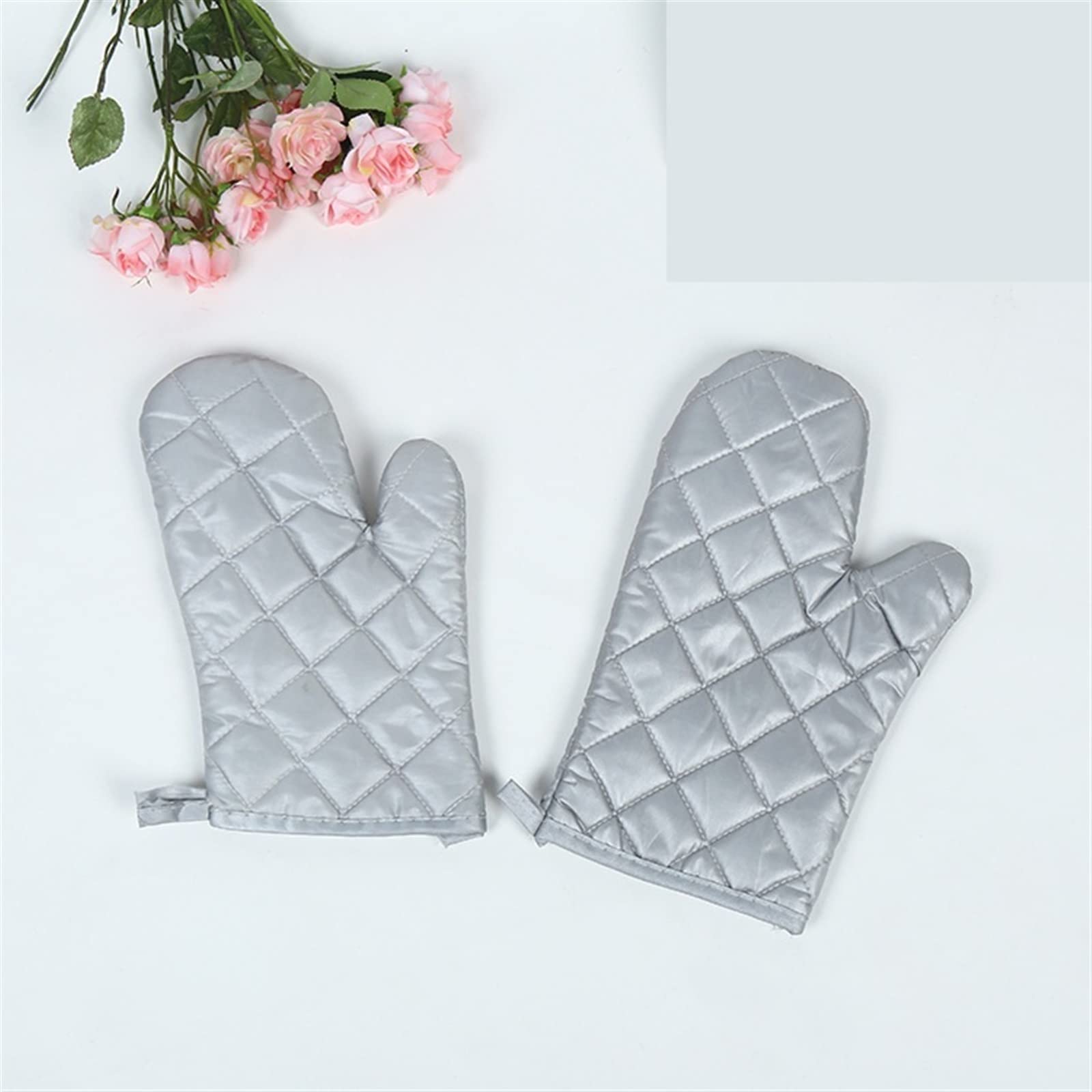 Gants isolants for Four à Micro-Ondes avec revêtement argenté Gants Anti-brûlure for Four de Cuisine Gants de Cuisine Gants résistants à la Chaleur(Silver Long)