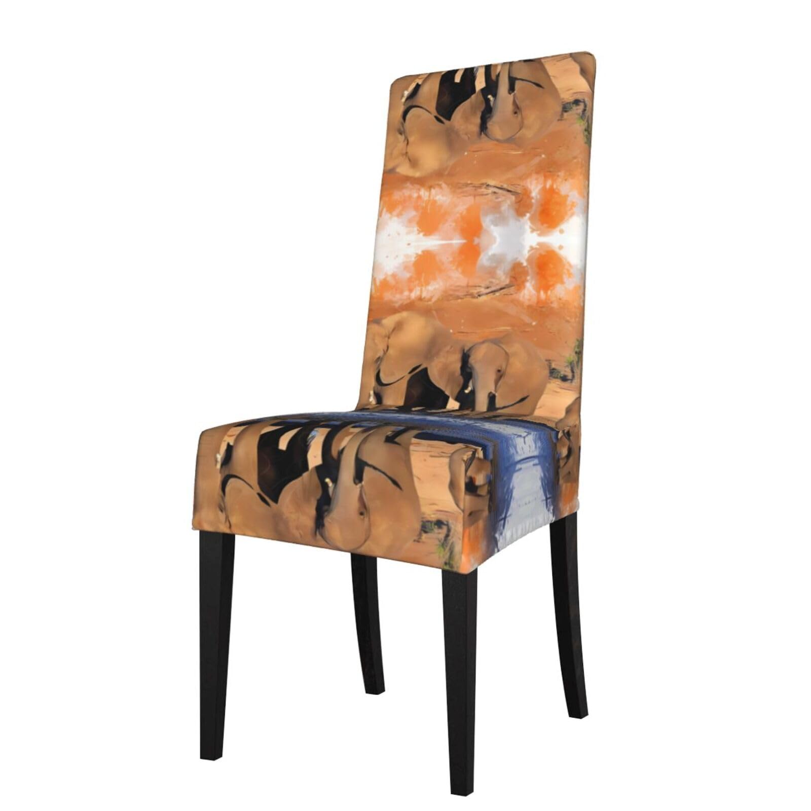 WHJDPP Elephants Art Prints Protection Cover for Dining Chair - Stretchy Seat Throw Covers, Wrinkle-Free & Easy Care for Hotel, Wedding & Home Dining Chairs