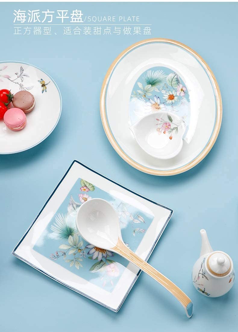 Set di stoviglie - Servizio di Piatti Regalo di Lusso, 40 Pezzi, Set di stoviglie in Porcellana Cinese in Stile Cinese con Ciotole, Piatti da zuppa, Piatti da insalat,