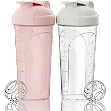 Protein Shaker Bottle 2 Pack 28oz Leakproof with Mixball BPA Free
