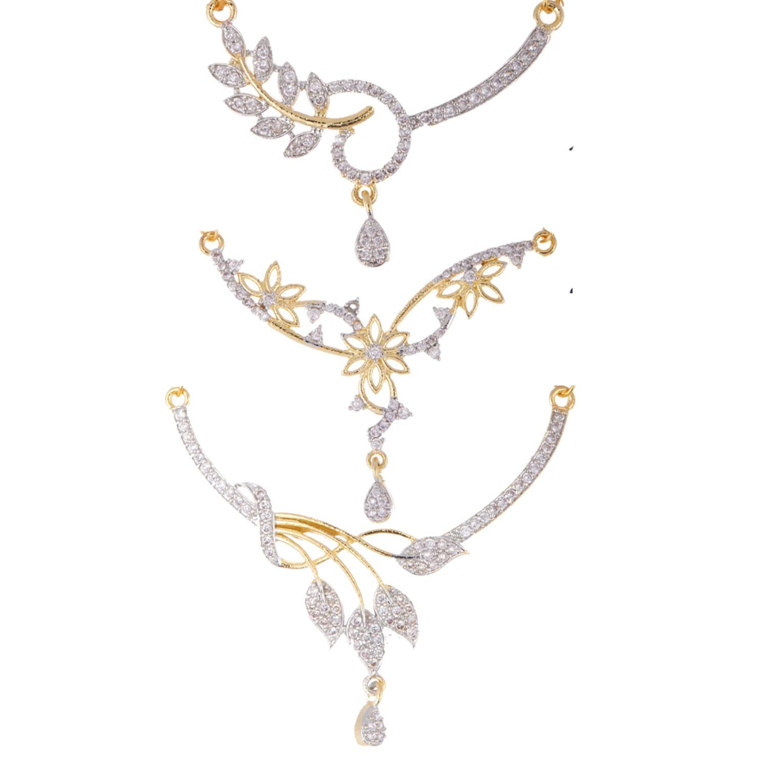 KENNICE American Diamond Gold-Plated Combo Of 3 Designer Womens Pride Mangalsutra Jewellery Set For Women (B0BVMJGHGD) Amazon Price History, Amazon Price Tracker