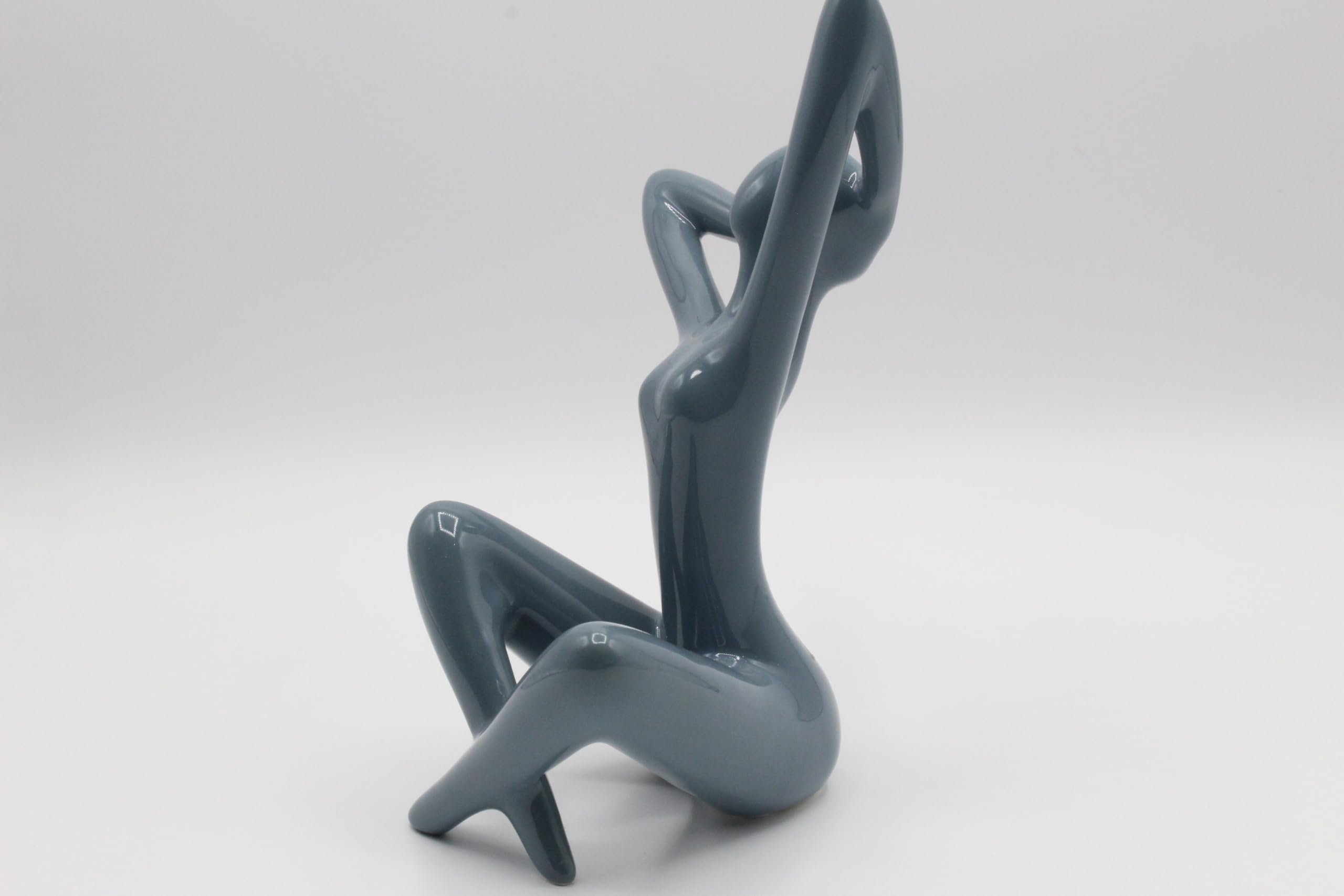 Designo Blue And White Abstract Ceramic Woman Figurine Modern Sculpture Ornament Art Decor Statue, 20 Cm Height