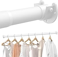 Supforce Stepless Adjustable Closet Rod 17-69 Inches Heavy Duty 66lbs Metal Hanging Rod for Closets Wardrobes RV Laundry White