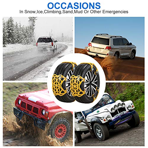 soyond Snow Chains Car Anti Slip Snow Tire Chains Adjustable Anti-Skid Chains Car Tire Snow Chains for Car/SUV/Trucks (Set of 6 Width 165-275mm/6.4-10.9'')