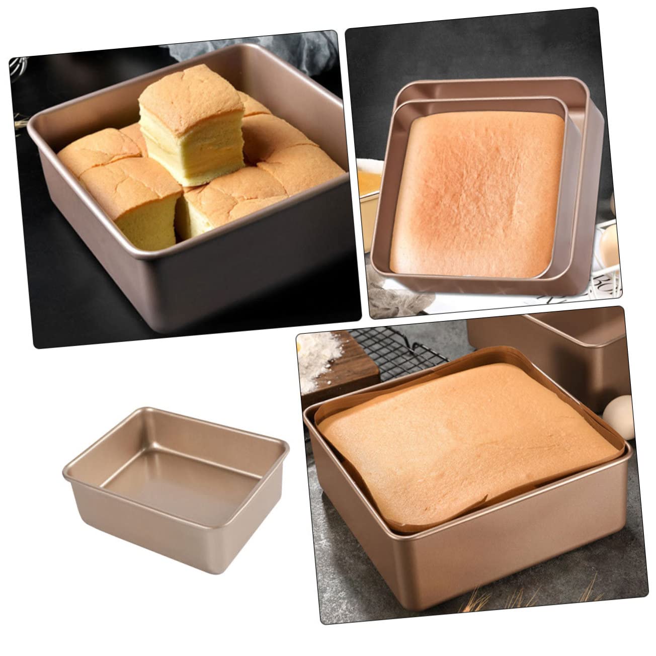 IMIKEYA Stampo per Cottura Quadrato in Acciaio Inox Teglia Antiaderente per Dolci Tortiera Resistente e Robusta per Pane e Muffin
