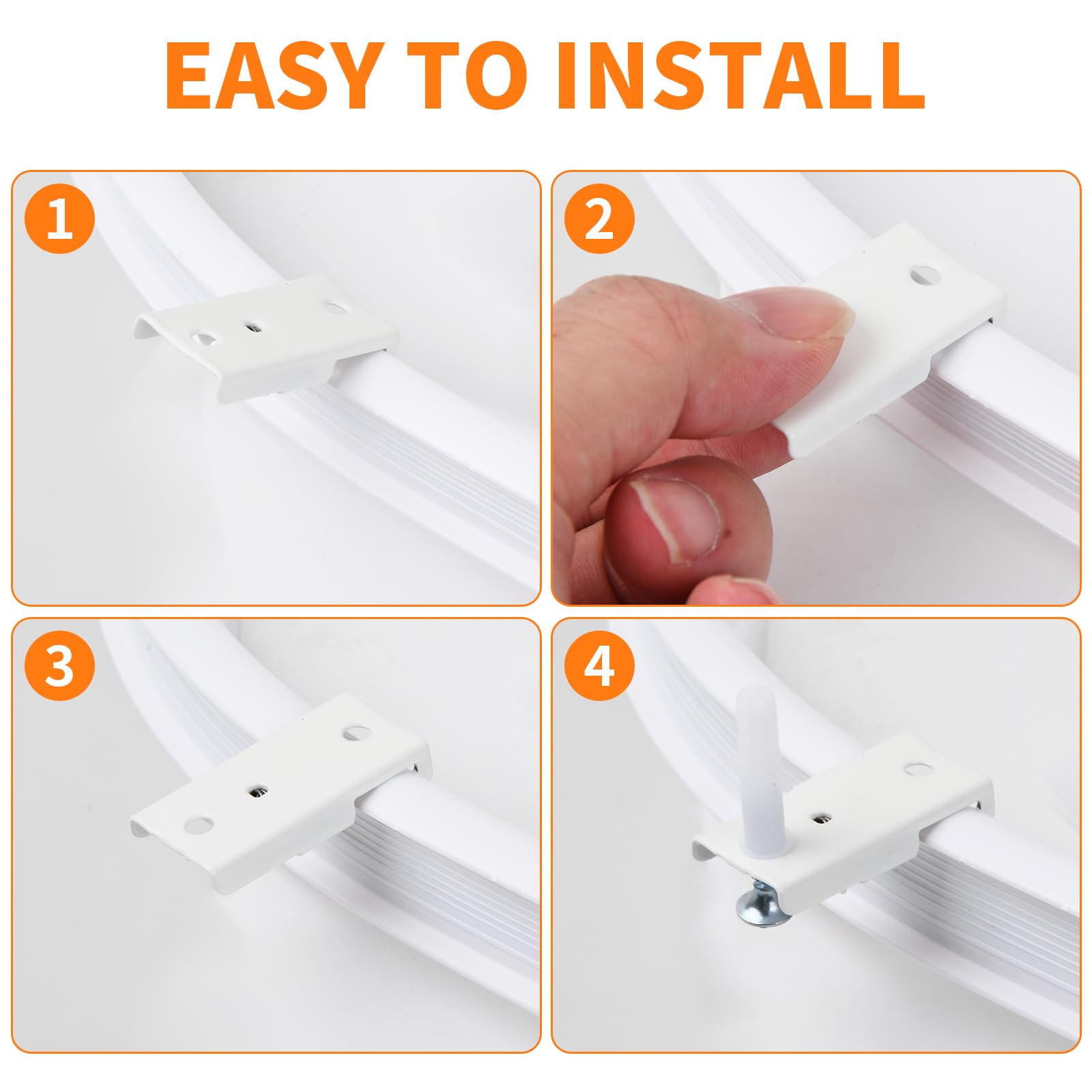 5 m Binario Curvo Tende a Soffitto, 110 Pcs Sistema di Binario Flessibile e Montaggio Accessori, Kit di Binari per Parete Finestre Stanze Divisore Tenda Doccia, Bianco (B)
