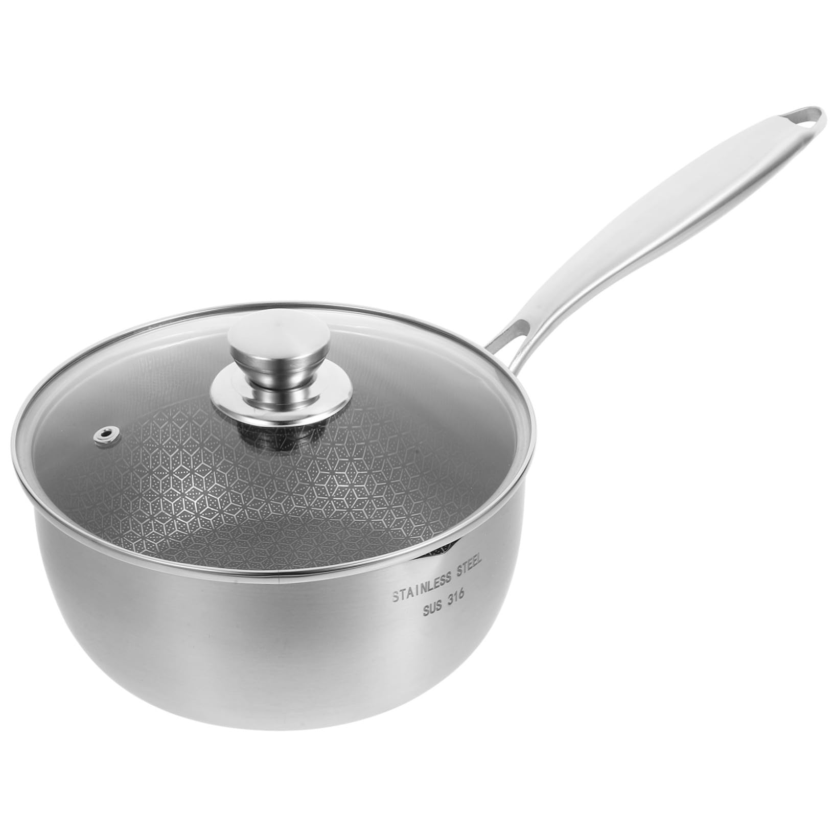 ULTECHNOVO Olla Pequeña de Acero Inoxidable Revestimiento Antiadherente Tipo Nido de Abeja, Multifuncional y Fácil de Limpiar para Cocina y Alimentación Infantil