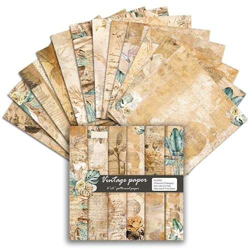 6 Inch Vintage Decorative Craft Paper Scrapbook Paper Pad - 24 Sheets Single-Sided Decopodge Paper Junk Journal Cardstock Paper Pad For Diy Origami Decorative Paper(Vintage Paper) #TOP16