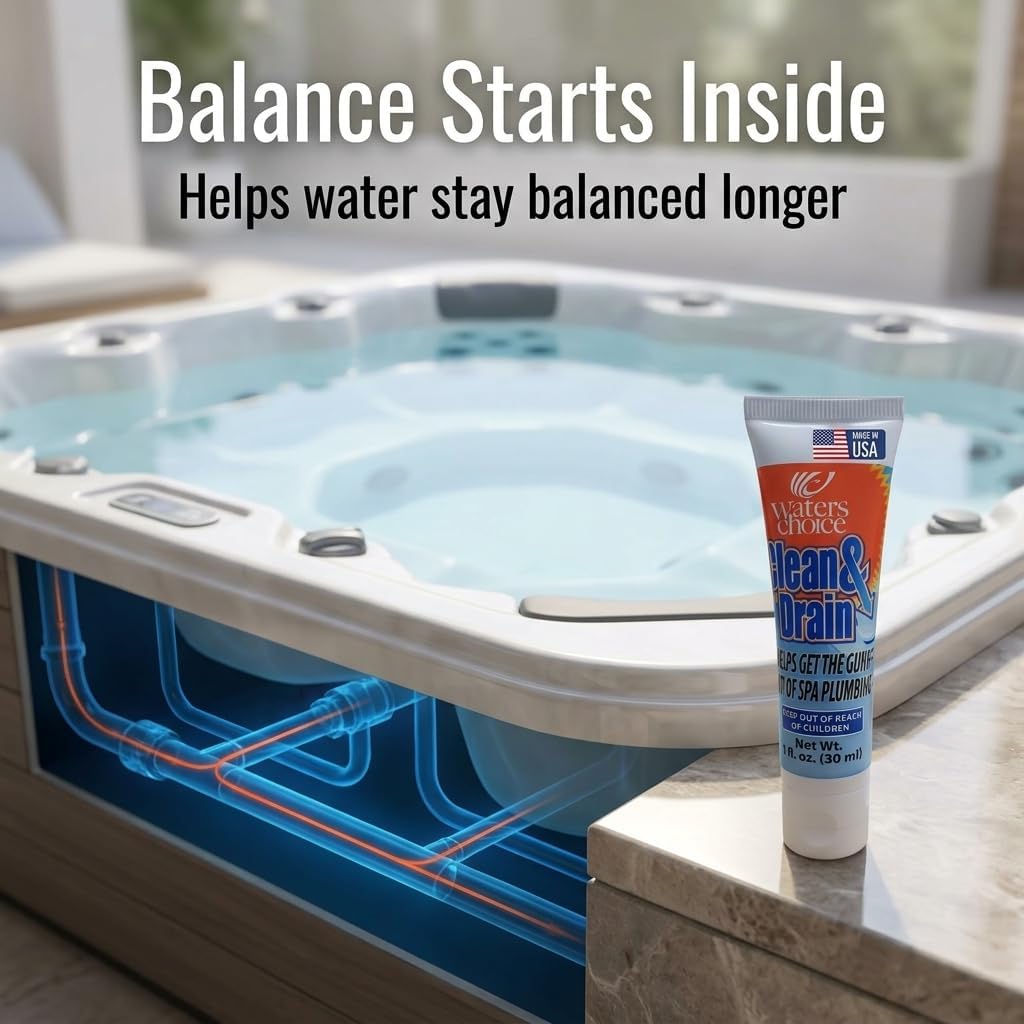 Waters Choice Clean & Drain Spa Purge – Powerful Pipe & Jet Line Cleaner for Hot Tubs & Jetted Tubs – Don't Waste Money-Works in ONE Annual Treatment vs. Quarterly Cleaners