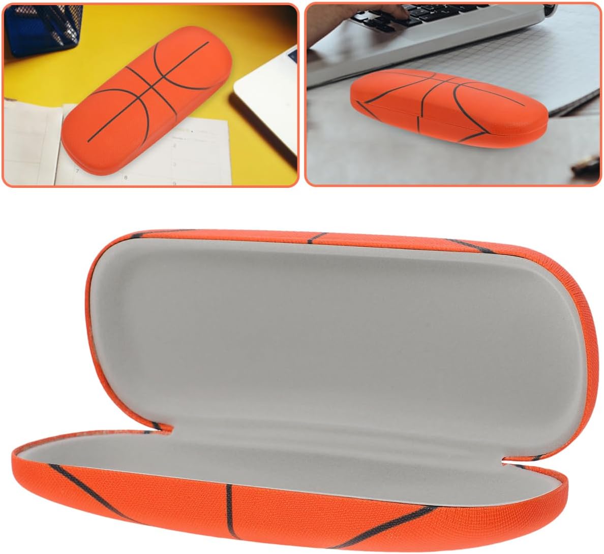 FRCOLOR Hard Shell Eyeglasses Case Cool Basketball Pattern Portable Sunglasses Case for Kids Students Teenager Travel Eye Glass Protective Case with Cleaning Cloth