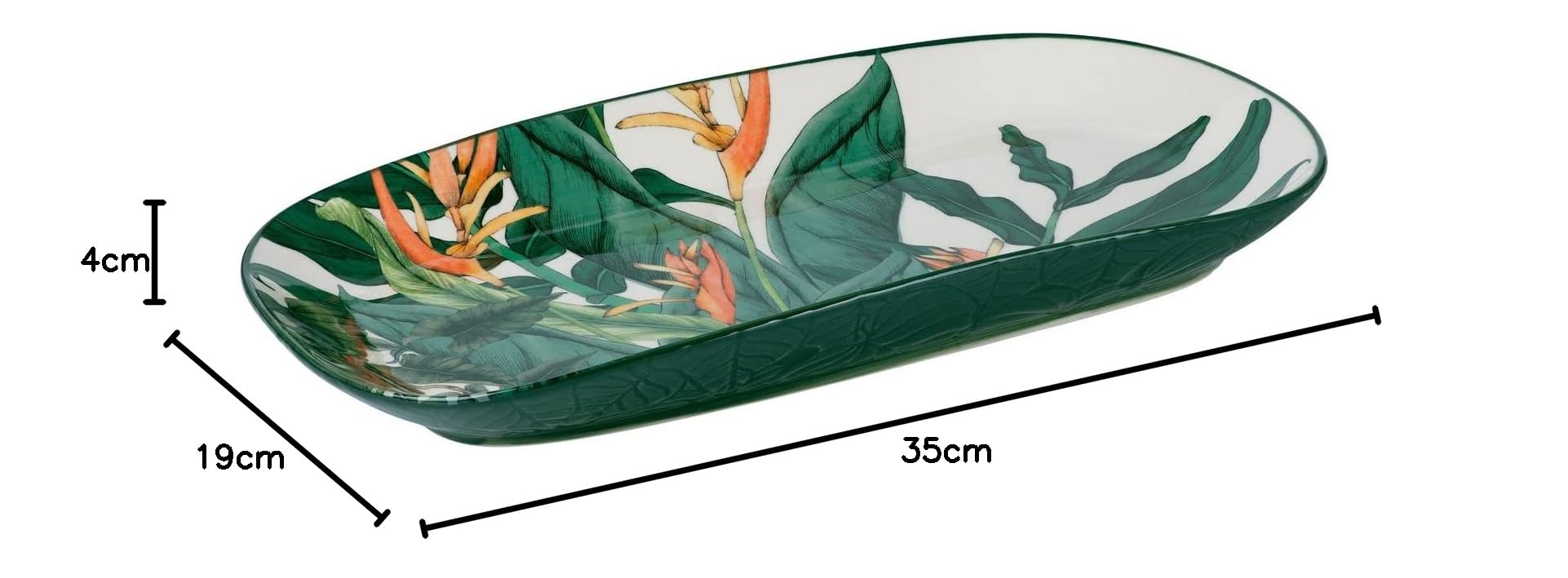 Maxwell & Williams DR0468 Piatto rettangolare 35 x 19 cm - Night Cinner - Ceramica colorata con foglie di fiori - Confezione regalo