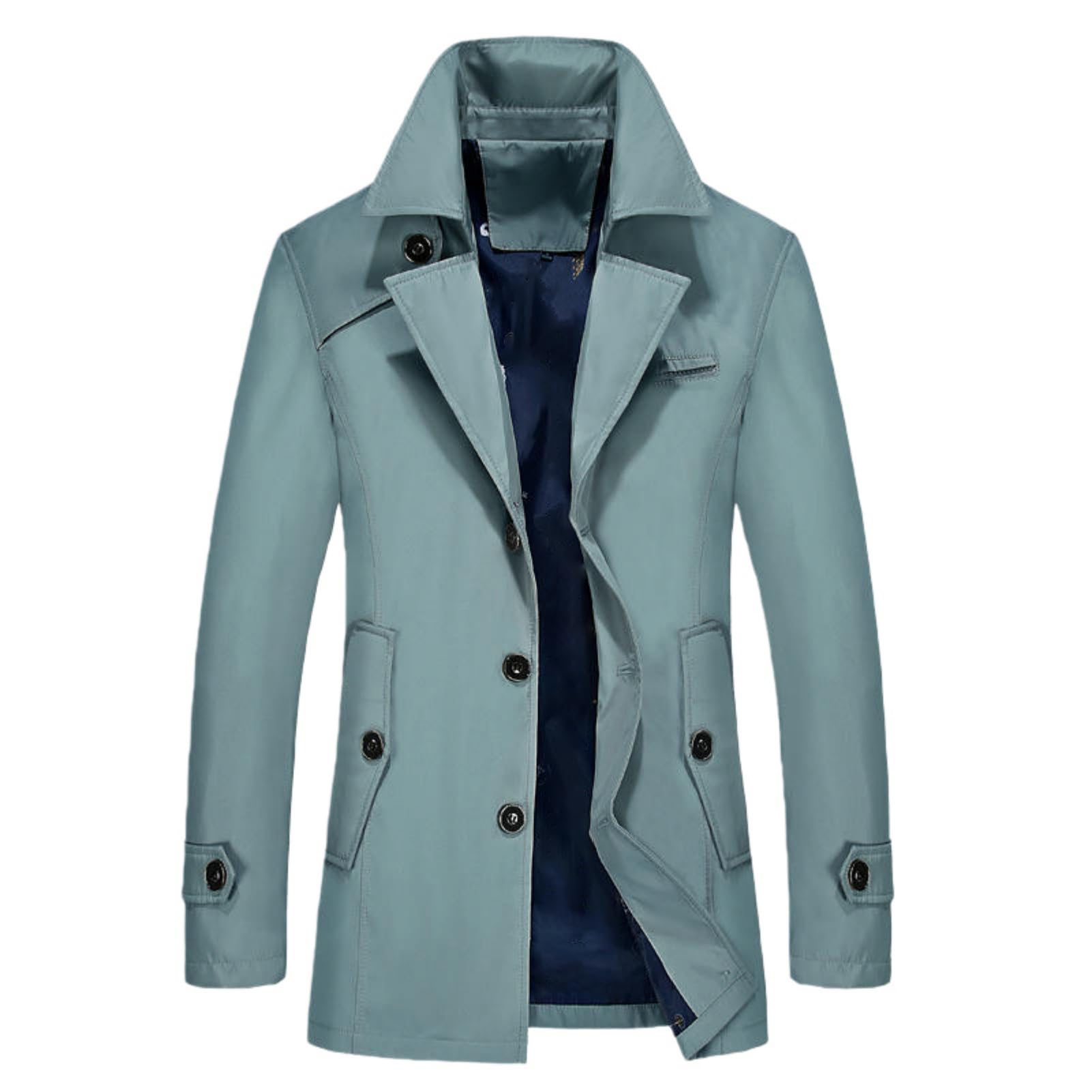 Męski trencz wiosenno-jesienny slim fit Sky Blue S