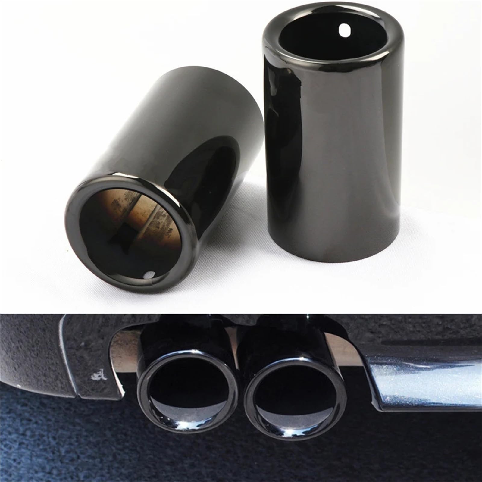 2 Szt. Końcówki Rury Wydechowej Samochodu Ze Stali Nierdzewnej Kompatybilne Z 325i 328i 2005-2012 Nowy 320li 520 525li 528li Akcesoria(Black)