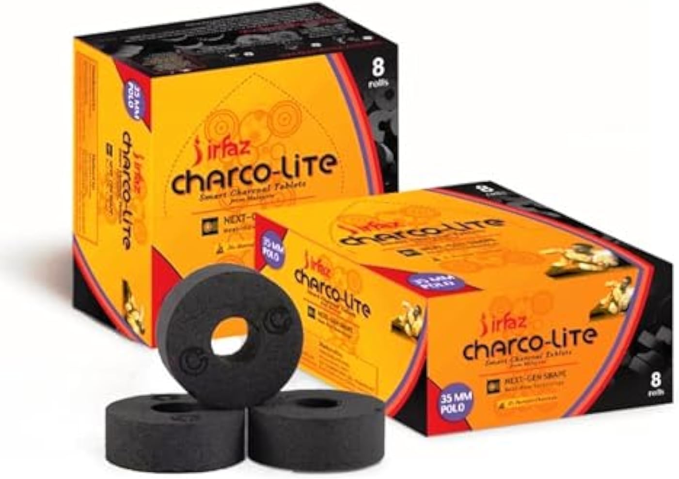 Charco lite Polo Bakhoor Charcoal 80 Peice-35 mm | Irfaz Incense Smart Charcoal, IRF-PL80