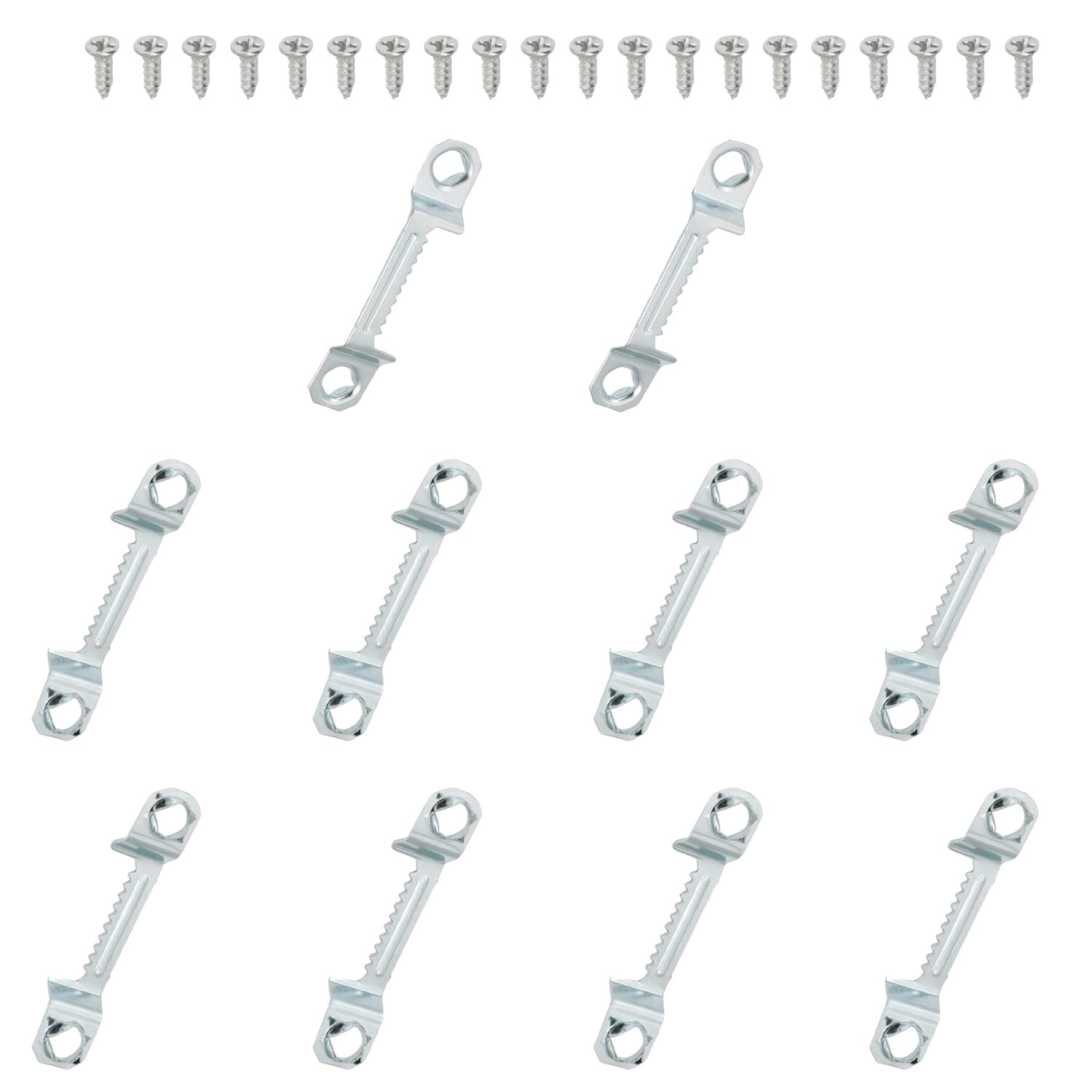 MroMax 100PCS Sawtooth Picture Hangers Iron Picture Hangers 1.69" x 0.31" Double Hole Picture Frames Hangers for Hanging Clock Paintings Artwork Picture Frame Hook Photos Silver