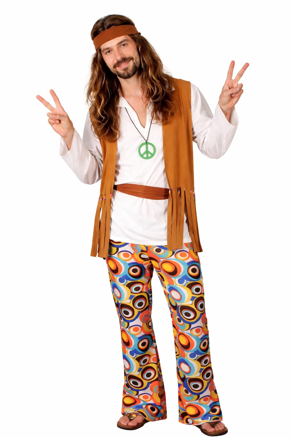 Wicked Costumes Mens 60s 70s Hippie Fancy Dress Costume โ Woodstock Festival Retro Party Outfit - Small โ image 1