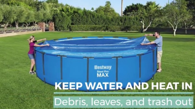Cubierta solar redonda Bestway 15 pies para piscina miniatura 7
