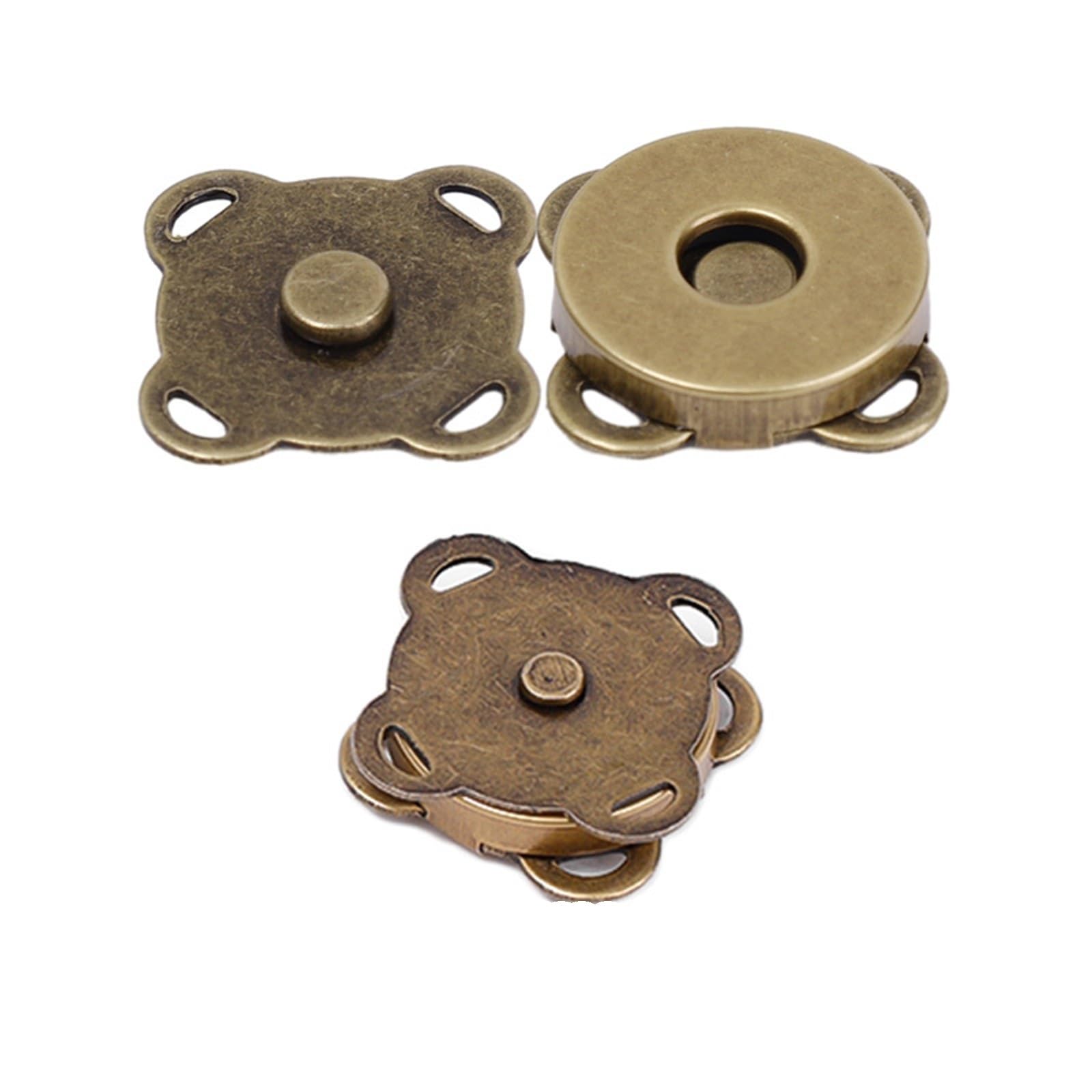 Magnetic Press Studs 1/10Sets Magnetic Snap Button Metal Invisible Sew on Lock Clasps Fasteners for Purse Bags DIY Accessories(Bronze - 14mm,5pcs)