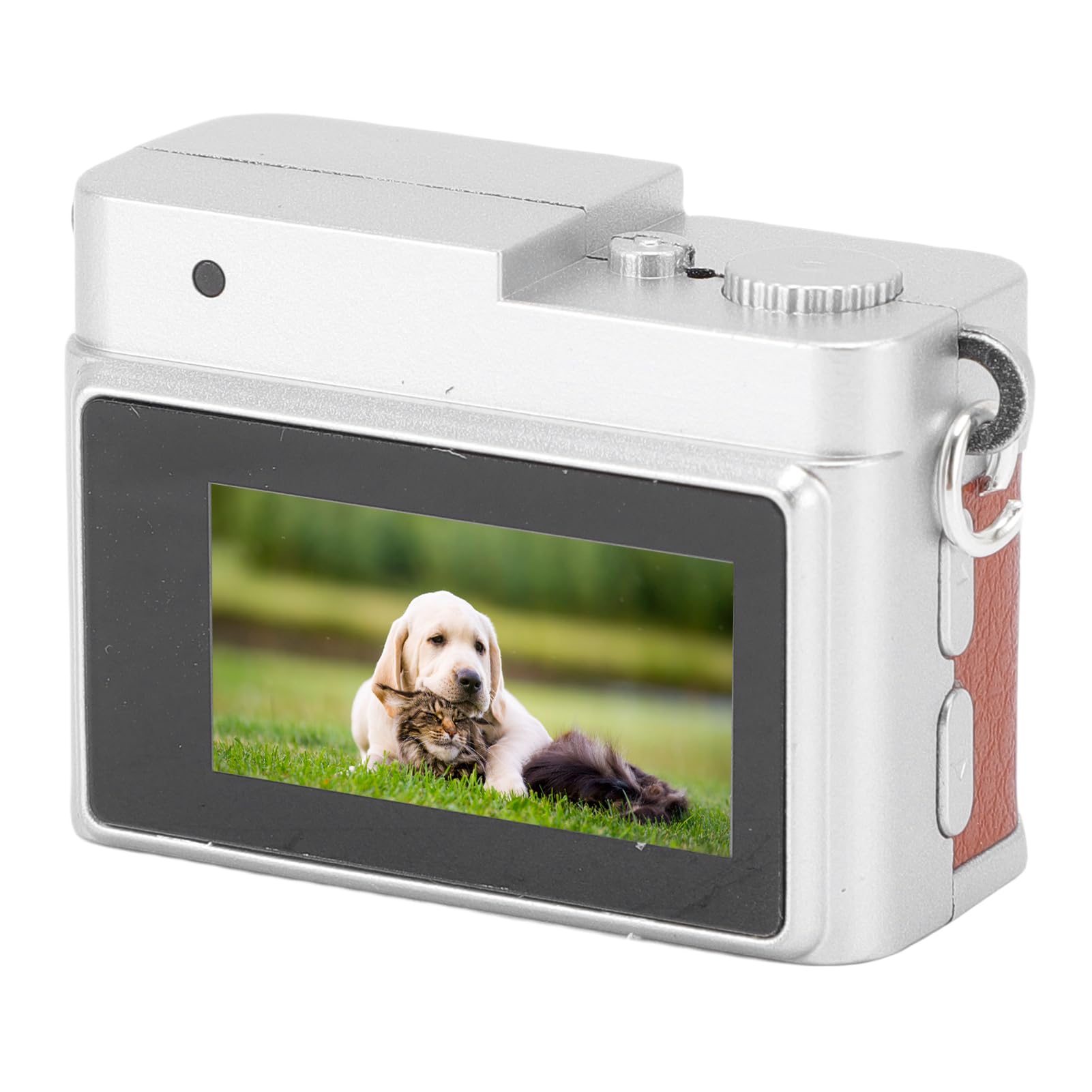 Denash Mini Keychain Camera, Small Retro Digital Camera 1080P FHD 2MP Photos 0.96 Inch Color Screen with LED Fill Light 4 Filters for Travel Learning Recordings (Brown)-image-7