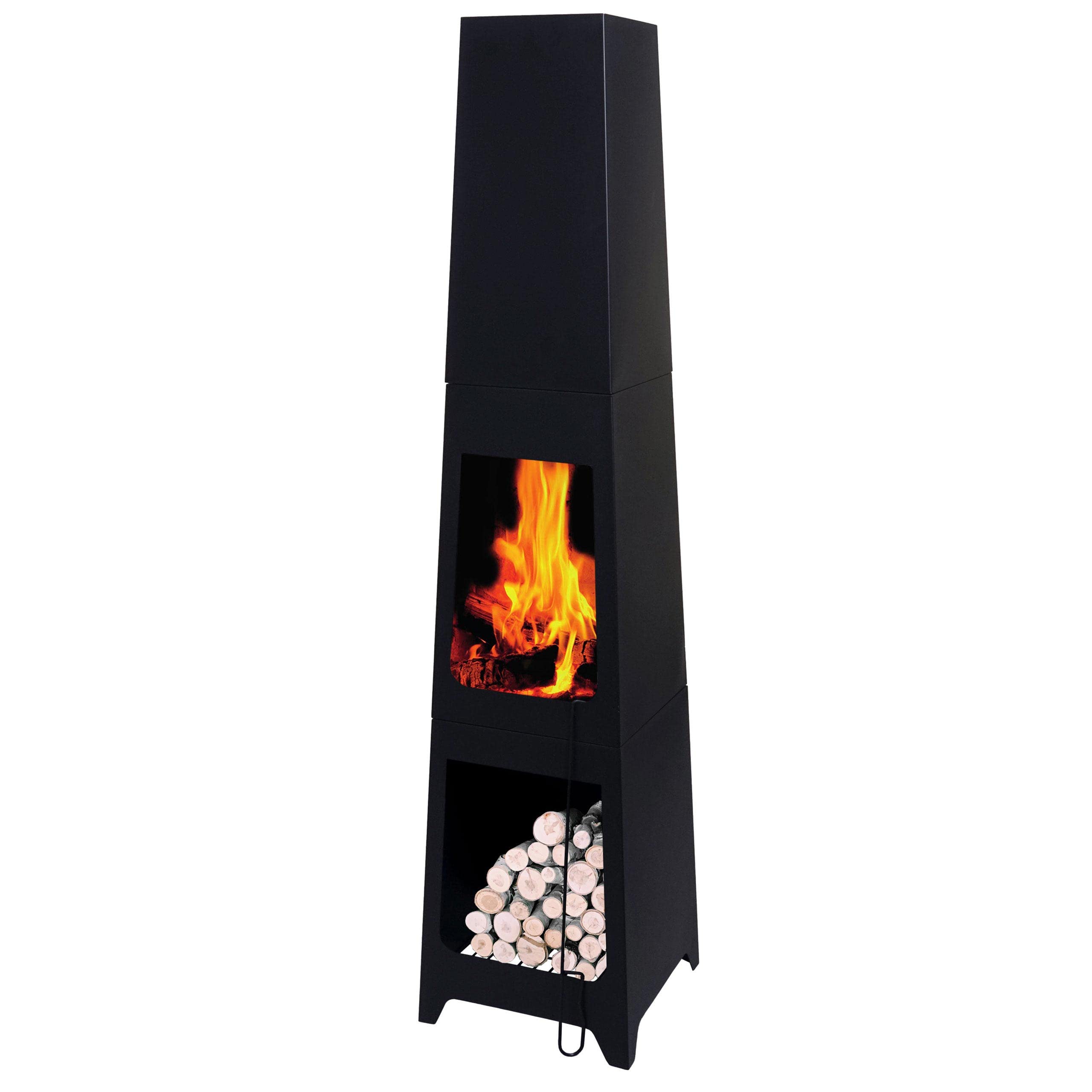 Gartenofen HWC-K89, Gartenkamin Terrassenkamin Terrassenofen, Schürhaken Feuerstelle 150x35x34cm, schwarz